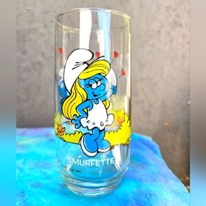 1982 Hardee's Smurfs Smurfette glass cup